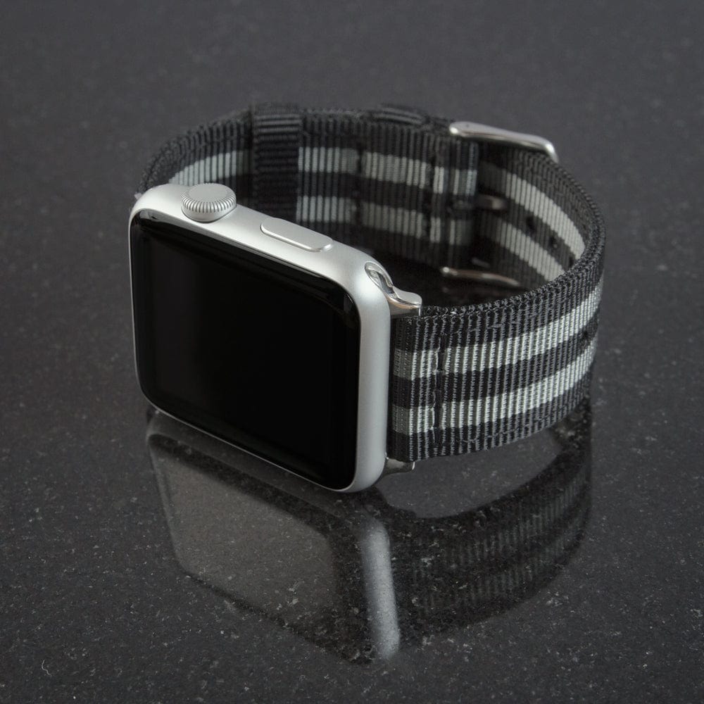 Apple Watch Nylon - Black and Gray (James Bond)/Stainless, ARC-AWNYL-BLKGRYS42, ARC-AWNYL-BLKGRYS38