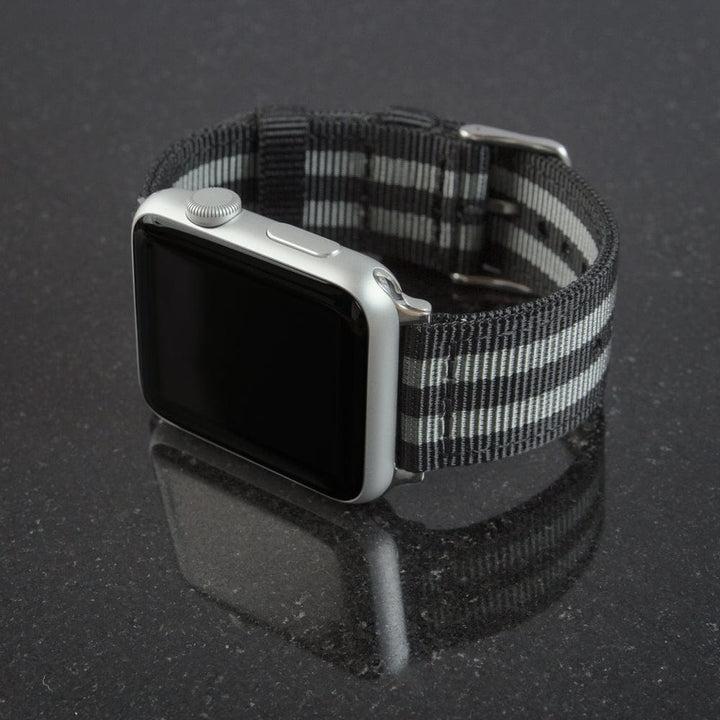 Apple Watch Nylon - Black and Gray (James Bond)/Stainless, ARC-AWNYL-BLKGRYS42, ARC-AWNYL-BLKGRYS38